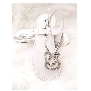 China Doll White Diamond Knot Girls Sandal Size 13